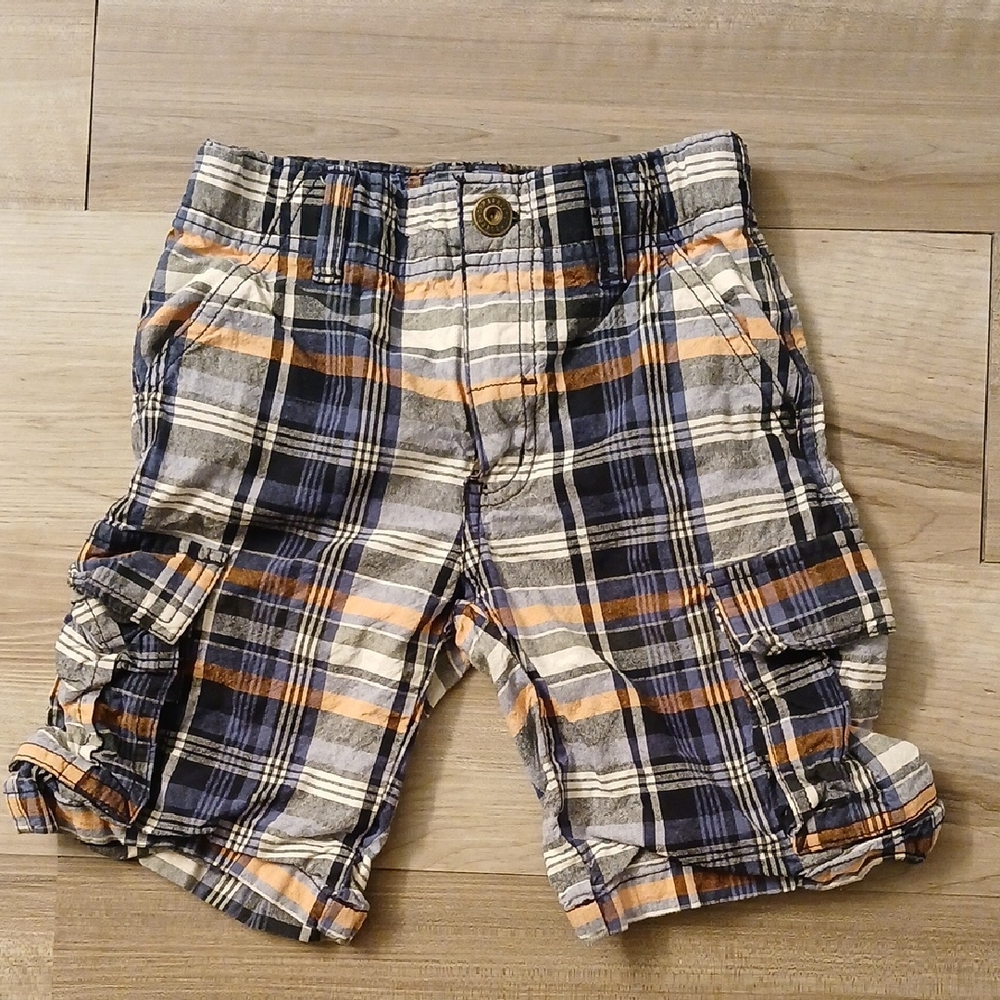 Gymboree Blue And Orange Plaid Shorts Cargo Preppy Vintage Size 6 (F)